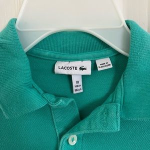 Size 10 Lacoste for boys. Green color.